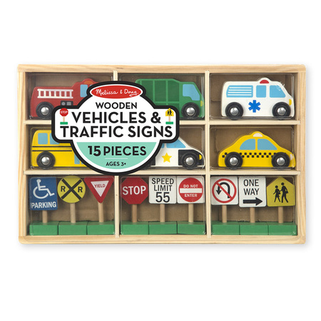 MELISSA & DOUG Wooden Vehicles + Traffic Signs 3177